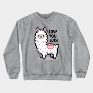 LLove you Lots - Cute Funny Kawaii Llama Crewneck Sweatshirt